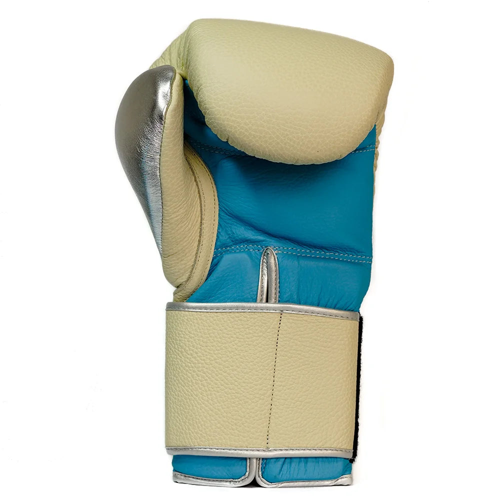 GBS IV – Boxing Sparring Gloves – Cream, Turquoise and Silver